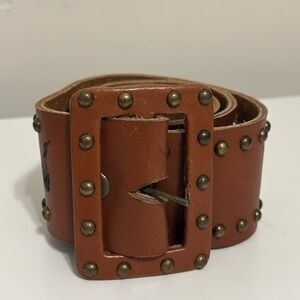 Melamed Brown Leather Studded Belt Women’s Size Small